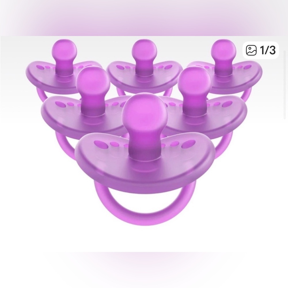 Evenflo Balance + Orthodontic Pacifiers , 6- Purple Pacifiers in a 3- Box New